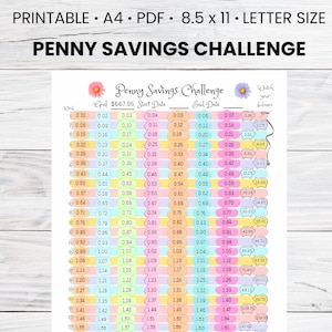 Penny Savings Challenge Printable PDF Kids Saving Challenge 1P Savings Challenge One Penny Savings Chart Low Income Savings Plan Large Print