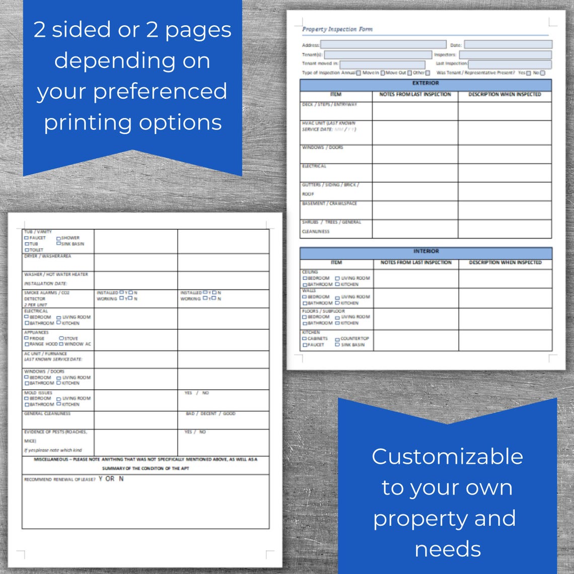 Rental Property Inspection Form: Landlord Checklist - Etsy