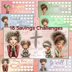 Christian Savings Challenge Bundle - 18 Set-Your-Own Savings Challenges Set + Trackers