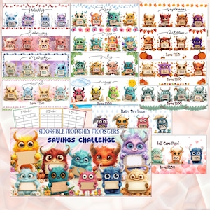 Adorable Monsters Savings Challenge: A6 Budget Binder (Printable PDF)