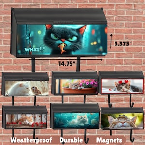 Printed Magnet Wall Mount Designed Cat Lover Gift Magnetic Funny Mailbox Design Panoramic Decorative Magnet Ranch Style Refrigerator Magnet