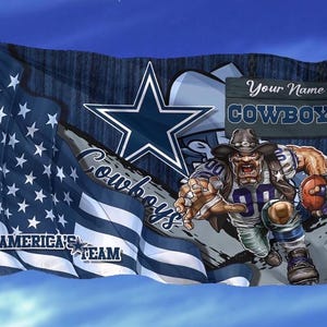 Bandiera personalizzata dei Dallas Cowboys – 3 x 5 piedi Banner personalizzato della squadra NFL – Attrezzatura definitiva per i fan per le celebrazioni del giorno della partita