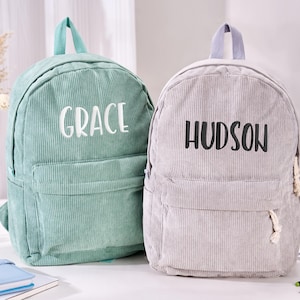Cartable pour enfant, sac à dos personnalisé pour tout-petit, cartable pour enfant avec prénom brodé, sac à dos en velours côtelé pour étudiant, rentrée scolaire, cadeau d'anniversaire