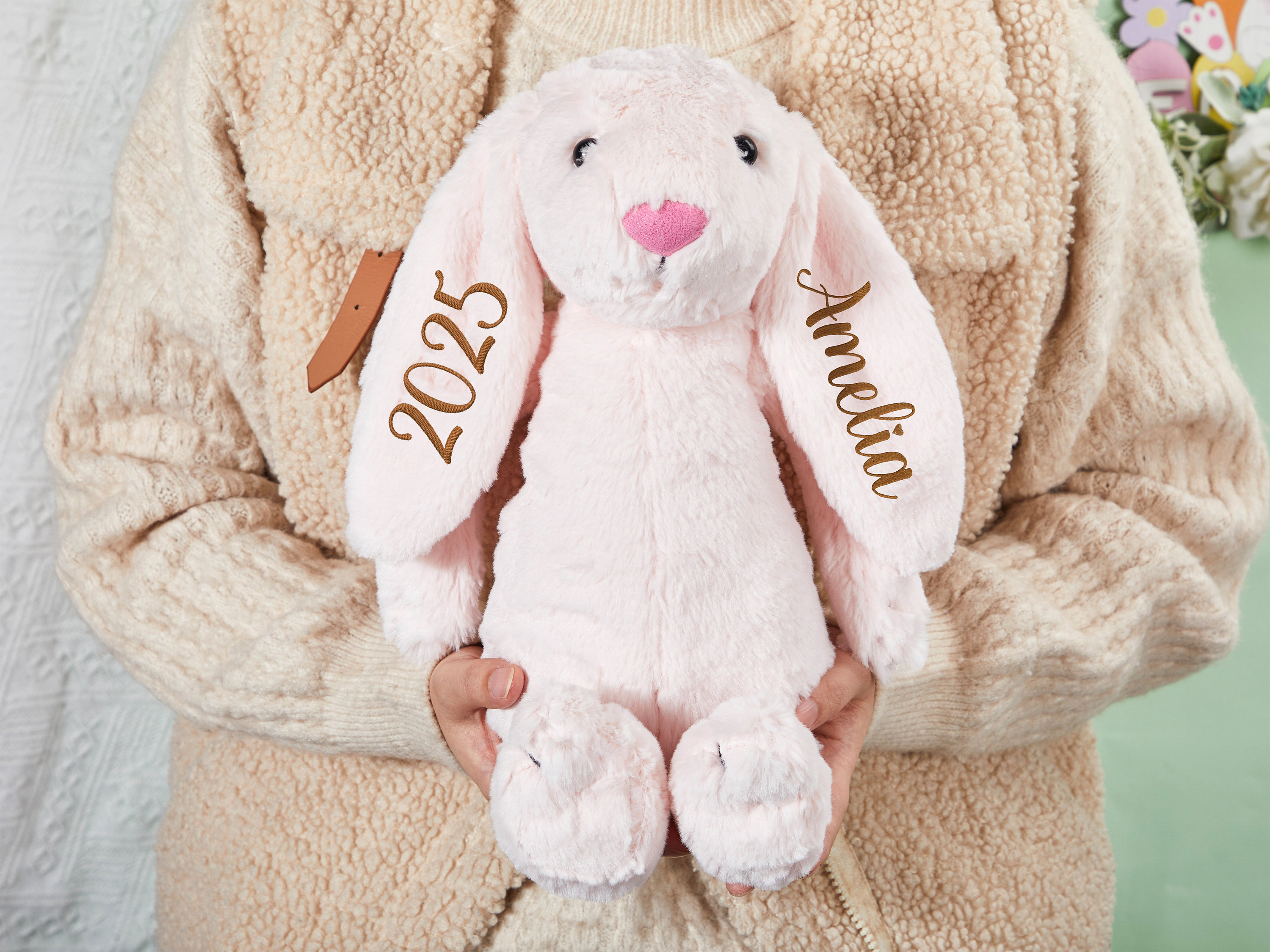 Personalized Plush Bunny Rabbit,Stuffed animal for baby,Baby Shower Gift boy,Flower girl gifts,Christmas Gift for kids,Stuffed Bunny Doll