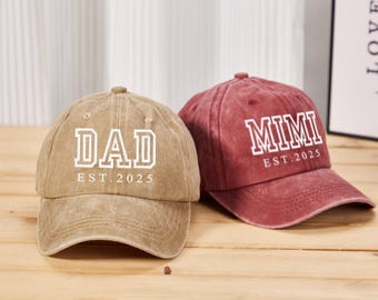 Personalized Dad Embroidered Hat Custom Grandpa Hat with Est Year Vintage Baseball Cap for New Dad Father&#39;s Day Gift for Dad,Papa Dad Gift