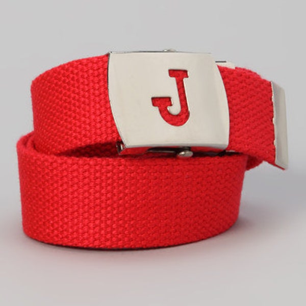 Personalized Kids Initial RED Belt Holiday birthday gifts school fun custom belts