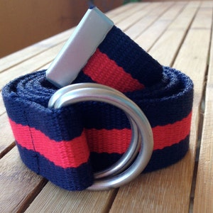 Kids Toddler Boys Girls Navy Blue and Red D ring Webbing Belt