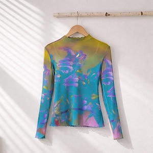 Beth Långärmad Blommig Mesh Topp