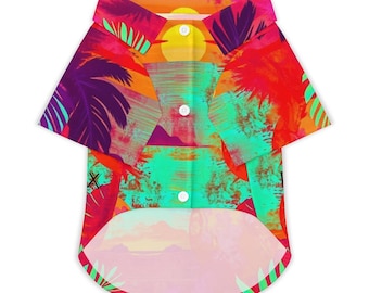 Hawaiian Shirt for Dogs, Tropical Surfer Shirt for Dogs, Beach Pet Outfit, Summer Dog Clothes, Coastal Vacation Dog Apparel