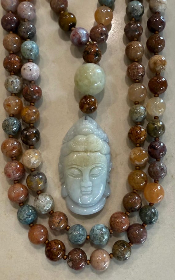 Ocean Jasper and Jade Mala/Prayer Beads