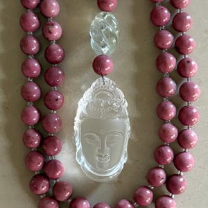 Rhodonite and Rock Quartz Mala/Prayer Beads