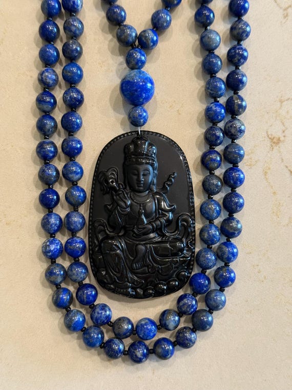 Lapis Lazuli and Obsidian Mala/Prayer Beads