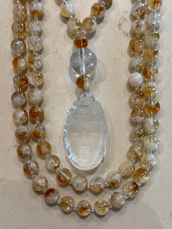 Citrine and Rock Quartz Mala