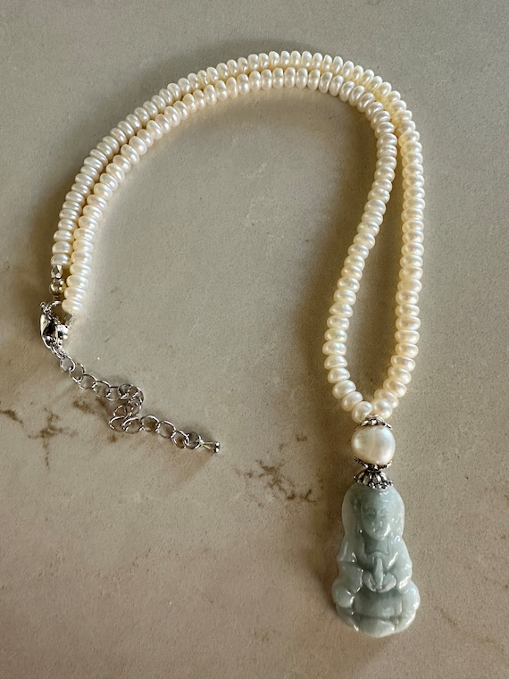 Freshwater Pearl and Jade Necklace