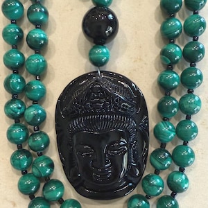 Malachite and Obsidian Mala/Prayer Beads