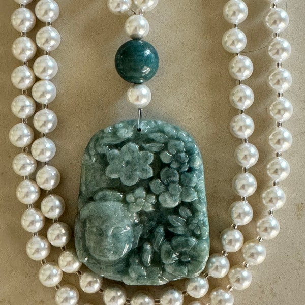 Shell Pearl and Jade Mala/Prayer Beads