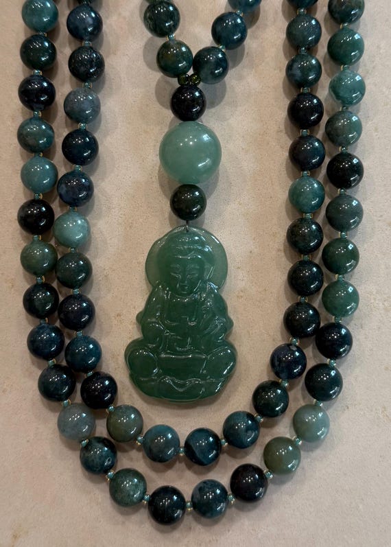 Moss Green Agate Mala/Prayer Beads