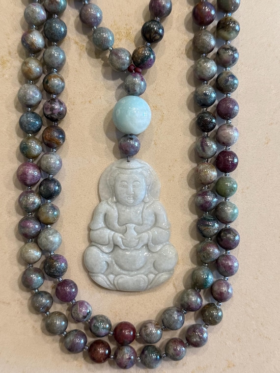 RARE Ruby in Kyanite and Jade Mala/Prayer Beads