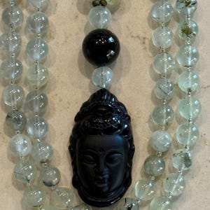 Prehnite  and Jade Mala/Prayer Beads
