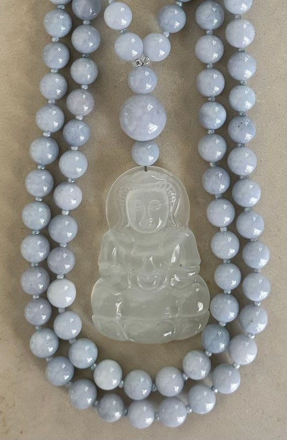 108 Beads Aquamarine and Chalcedony Mala Beads/Prayer Beads