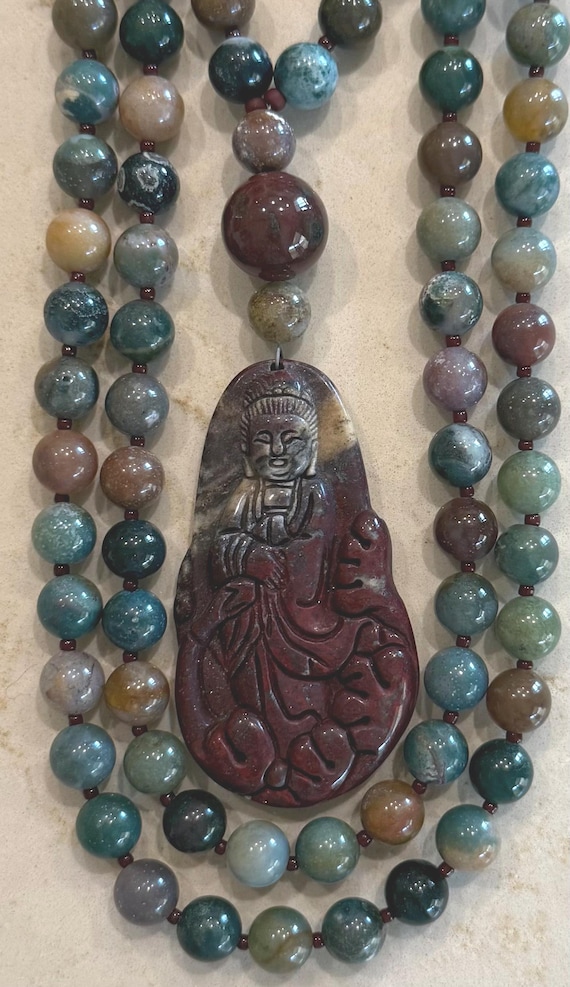 Indian Bloodstone and Agate Mala/Prayer Beads