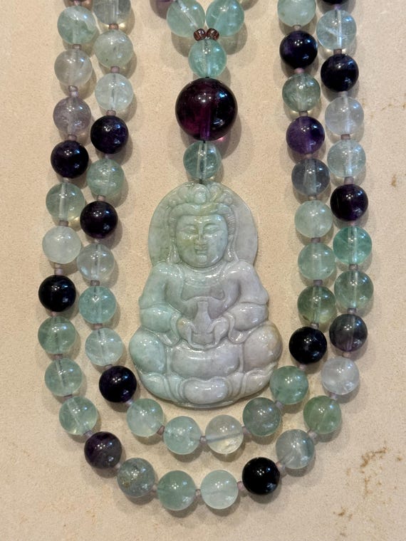 Fluorite and Jade Mala/prayer Beads