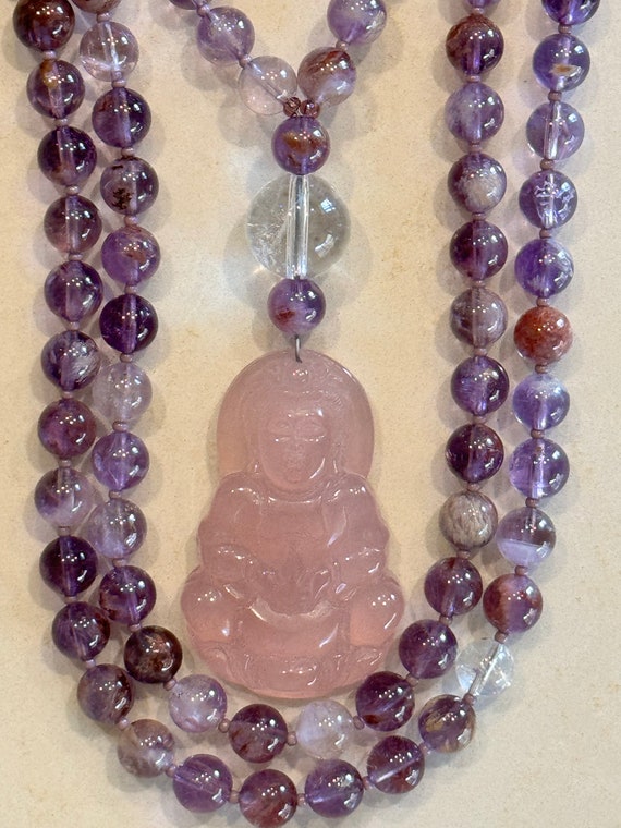 Super Seven and Chalcedony Mala/Prayer Beads