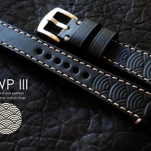 Japanisches Wellen Lederband, Italien Leder, handgefertigtes Uhrenarmband