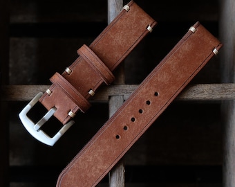 Cinturino per orologio in pelle Pueblo marrone scuro, cinturino italiano fatto a mano