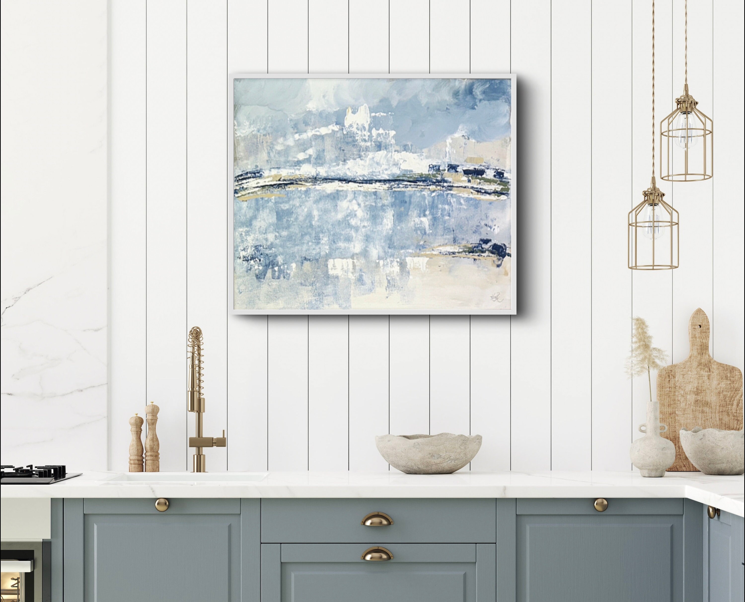 20x24 Coastal Art, Abstract Art, Original Art, Cottage Decor, Blue ...