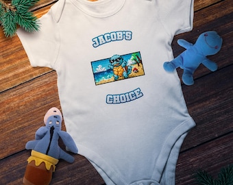 Custom Squirtle Baby Onesie, Personalised Kid Apparel with Name