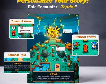Zapdos Legendary Pokémon Poster, Personalized Wall Art