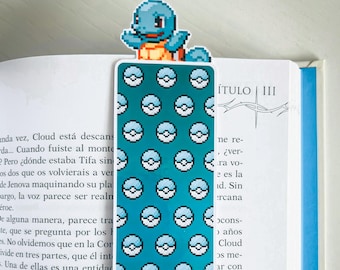 Bookmark Pixel Art Pokémon: Squirtle handcrafted book lover gift