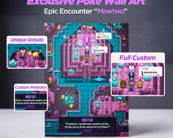 Mewtwo Pokémon Wall Art Customizable, Personalized Print Game Boy Game Pixel Style
