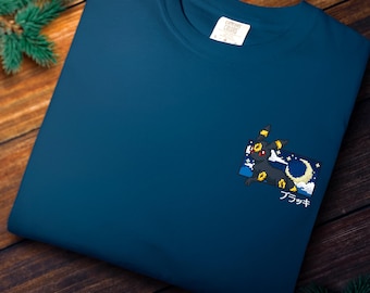 Original Moon Umbreon T-shirt Navy Design: Anime Shirt Gamer Gift Unisex Garment-Dyed