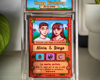 Custom Stardew Valley Portrait Card: Pixel Art Anniversary Gift, Couples, Pets, Friends and Family