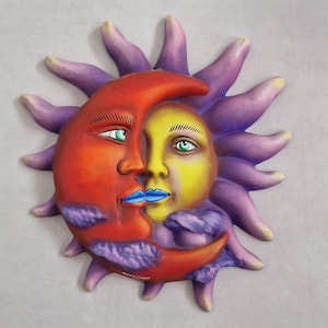Sun and Moon Mexican Folk Art Terracotta Wall Hanging