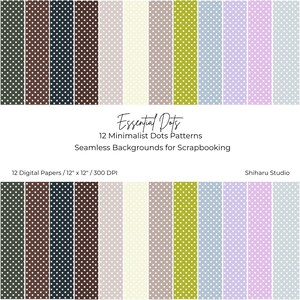 Essential Dots Pack, Aesthetic Digital Paper Pack, Scrapbooking Paper, Journaling Supplies, Minimalist Planner Inserts, Instant Download