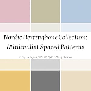 Aesthetic Digital Paper Pack, Nordic Herringbone, Scrapbooking Paper, Journaling Supplies, Minimalist Planner Inserts, Instant Download
