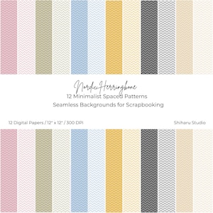 Aesthetic Digital Paper Pack, Nordic Herringbone, Scrapbooking Paper, Journaling Supplies, Minimalist Planner Inserts, Instant Download