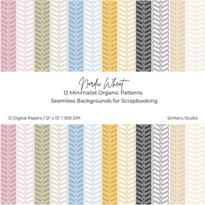 Nordic Wheat Collection: Minimalist Organic Patterns scrapbook paper for journaling & planners