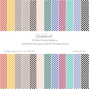 Checkerboard Chic Retro Digital Paper Pack, Aesthetic Scrapbooking Paper, Journaling Supplies, Y2K Planner Inserts, Instant Download PDF
