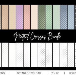 24 Neutral Crosses Digital Paper Pack | Aesthetic Minimalist for GoodNotes, Study, Scrapbook, Wedding, Baby Shower, Nursery Decor