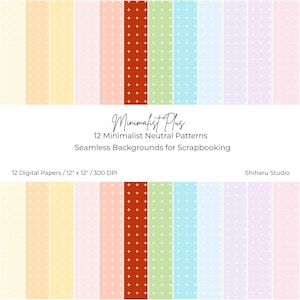 Minimalist Plus Neutral Patterns, Aesthetic Digital Paper Pack, Scrapbooking Paper, Journaling Supplies, Planner Inserts, Instant Download