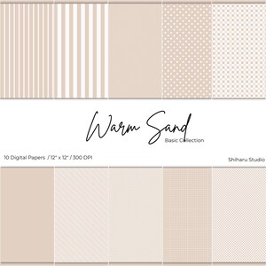10 Warm Sand Digital Papers • Papeles Arena Cálida • Seamless Patterns • Basics for Wedding, Baby Shower & Scrapbooking • Boho Neutrals