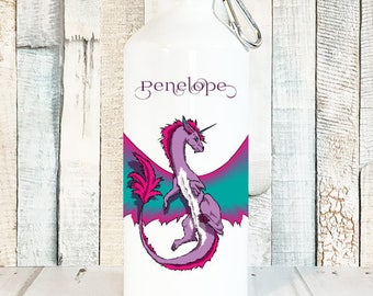 Personalized Kids Water Bottle Kids Drink Bottle Unicorn Dragon, Fantasy Dragon, Water Bottle Personalized Dragon, Furry Dragon Gift, 20 oz