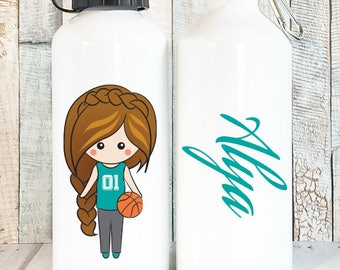 Basketball Water Bottles Personalized for Kids, Girls Basketball Gift Girl, Custom Water Bottle Sports Bottles, 20 oz Aluminum