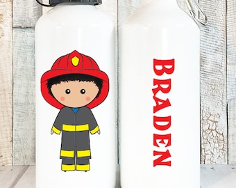 Personalized Firefighter Water Bottle Boys, Personalization Water Bottle for School, Custom Name Waterbottle Personalized, 20 oz Aluminum