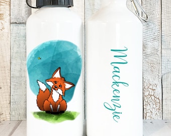 Personalized Kids Water Bottle, Cute Fox Water Bottle, Personalized Gifts for Kids, Personalized Water Bottle for Kids, 20 oz Aluminum