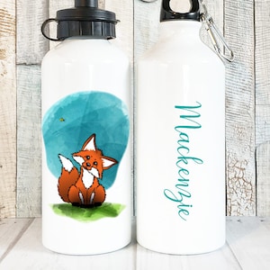 Personalized Kids Water Bottle, Cute Fox Water Bottle, Personalized Gifts for Kids, Personalized Water Bottle for Kids, 20 oz Aluminum image 1